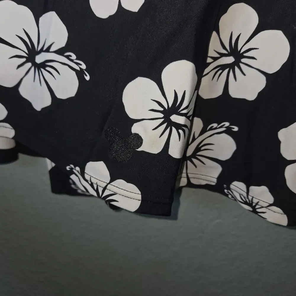 Disney Parks Minnie Mouse Flowers One Piece Black Floral Swimsuit Women's sz L - Picture 3 of 10